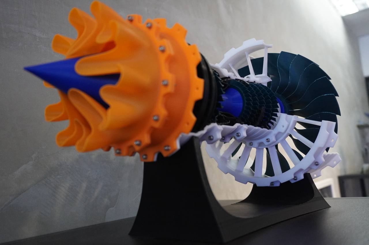 Colorful 3D printed turbine model